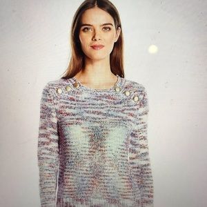 Kensie space dye button detail punk yarn sweater